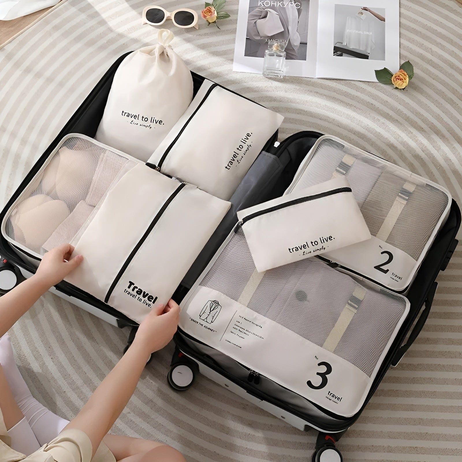 Mosrugs | 7-Piece Travel Packing Cube Set – Lightweight Compression Travel Organiser Bags for Suitcase & Luggage