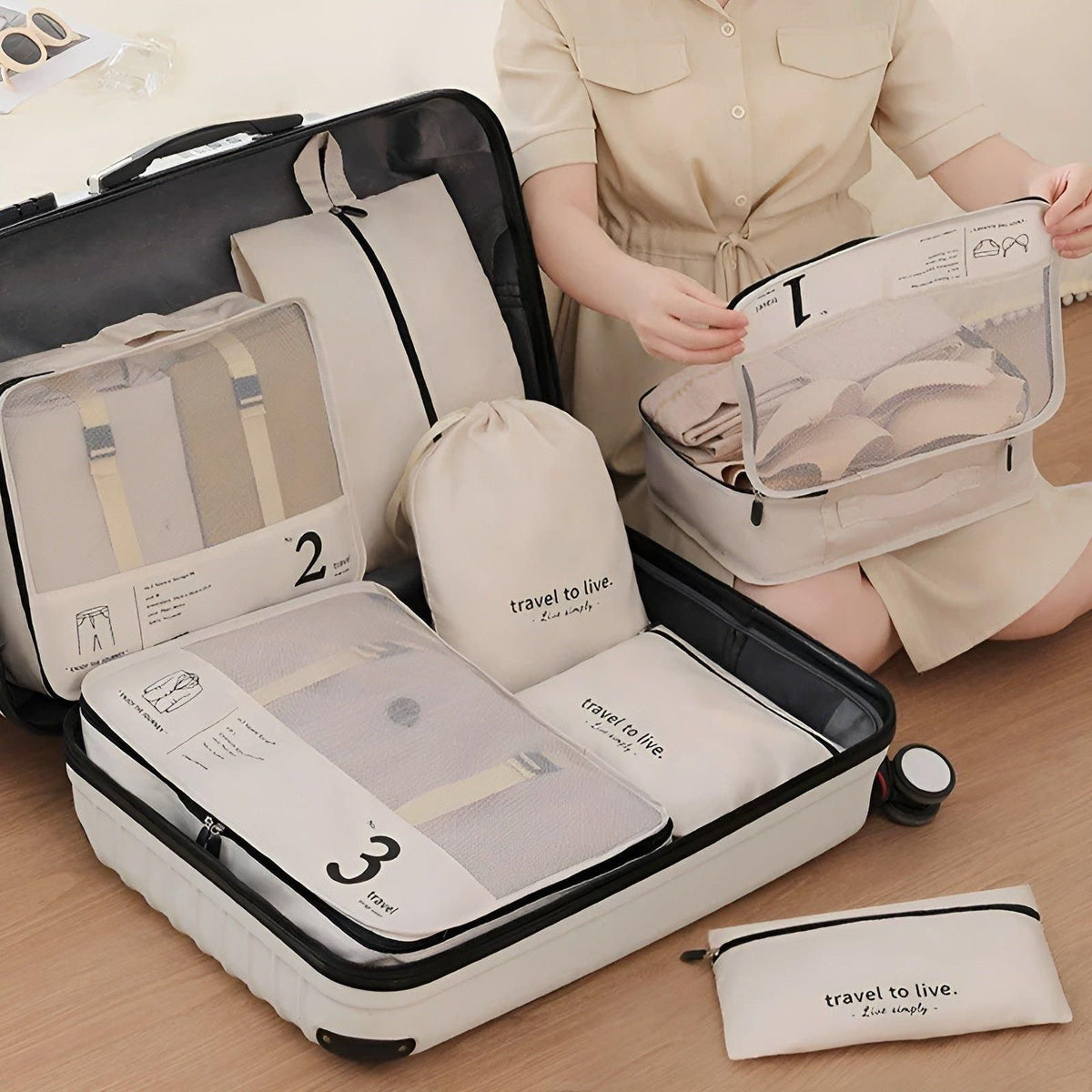 Mosrugs | 7-Piece Travel Packing Cube Set – Lightweight Compression Travel Organiser Bags for Suitcase & Luggage