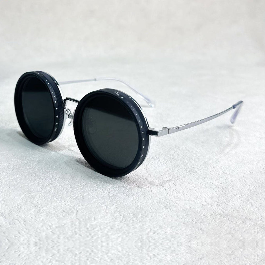 Mosrugs | Unisex Round Polarised Sunglasses – Adjustable Light Reduction – Premium Metal Frame