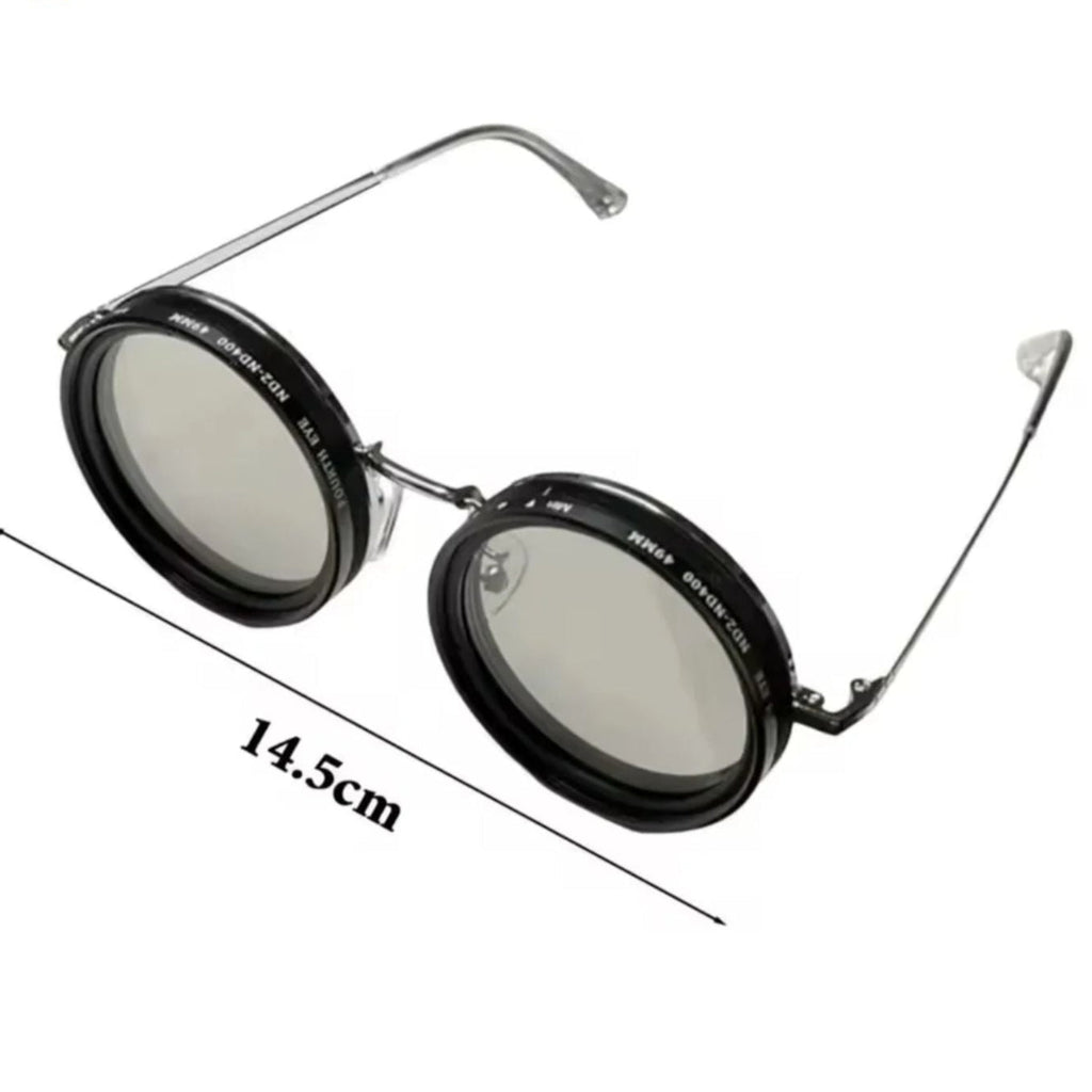 Mosrugs | Unisex Round Polarised Sunglasses – Adjustable Light Reduction – Premium Metal Frame