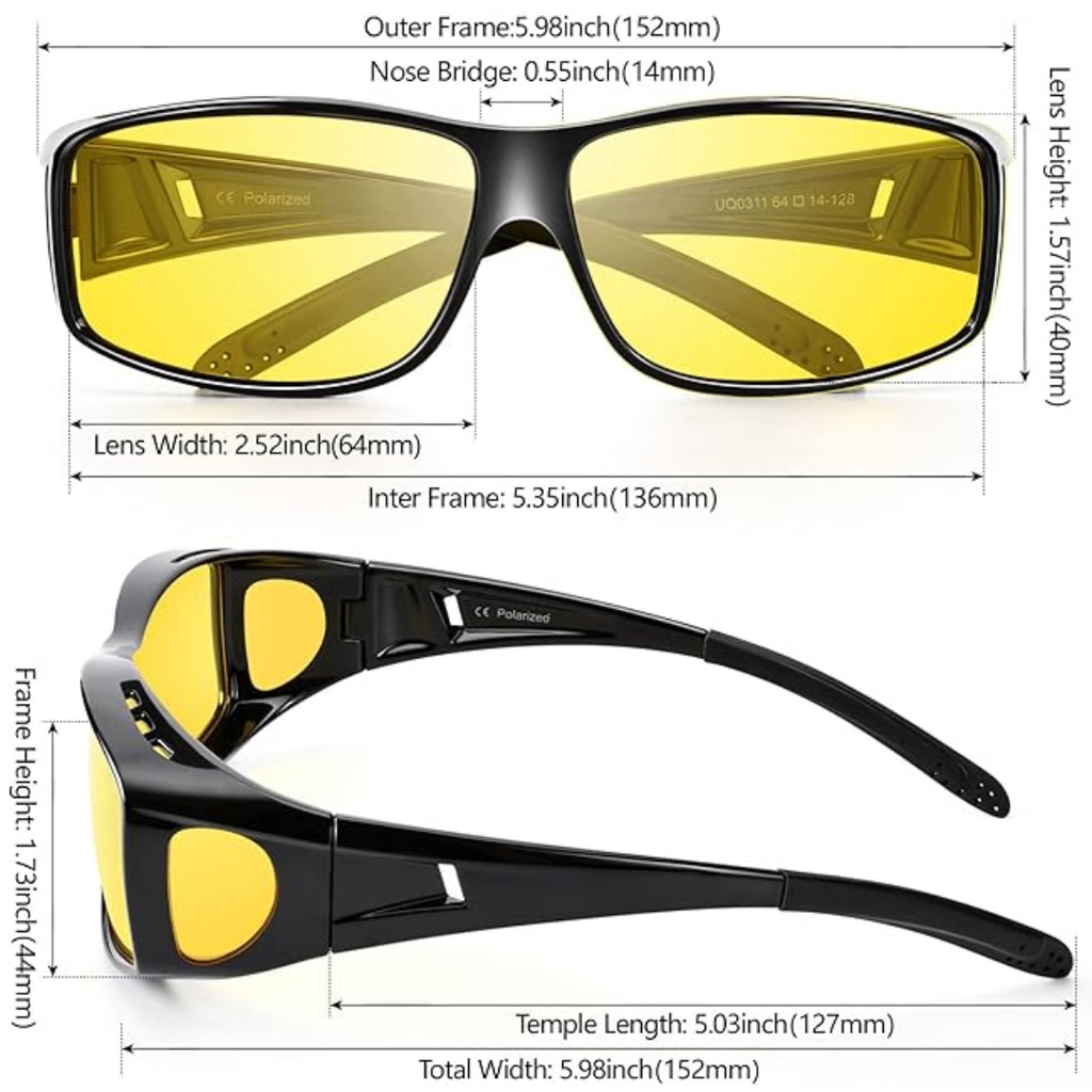 Mosrugs | Jeremy Night Vision Polarised Driving Glasses – Anti-Glare Glasses for Safer Night Driving
