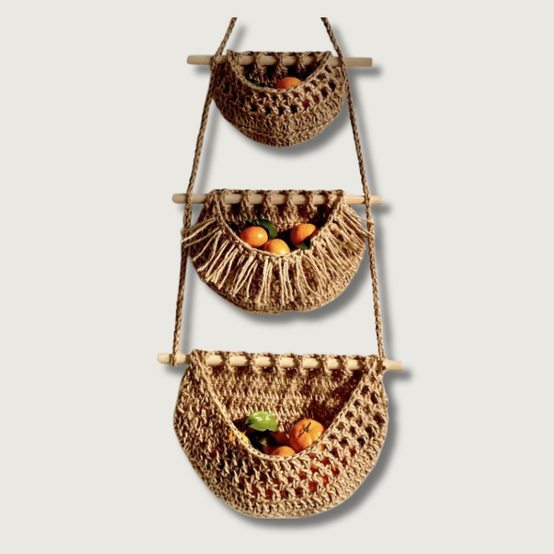 Mosrugs | BohoHaven - Woven Wall Basket with 6 Hooks