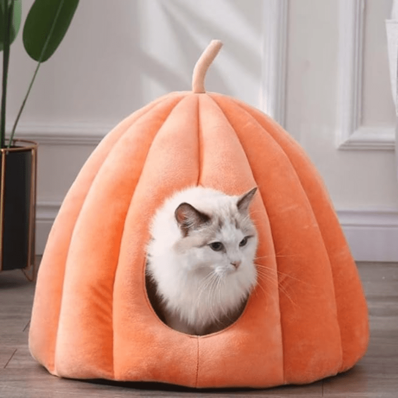 Mosrugs | CozyNest Pumpkin Cat Bed – Warm, Washable & Comfortable Cat Hideaway