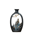 Mosrugs | TranquilPeak – Artistic Ceramic Mountain Landscape Vase | Elegant Black Interior Decor