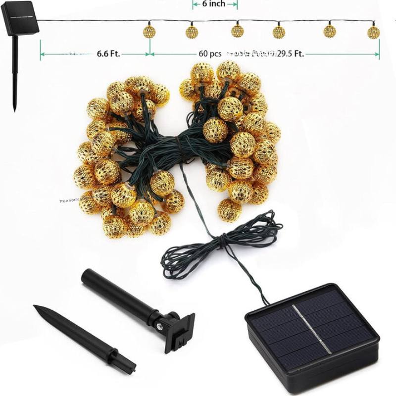 Mosrugs | Moriluxe – Moroccan Style Solar String Lights with Warm White Glow & Weatherproof Design
