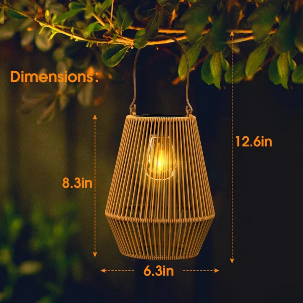 Mosrugs | Handwoven Waterproof Solar Garden Lantern – Outdoor LED Rattan Light for Patio, Pathways & Balcony