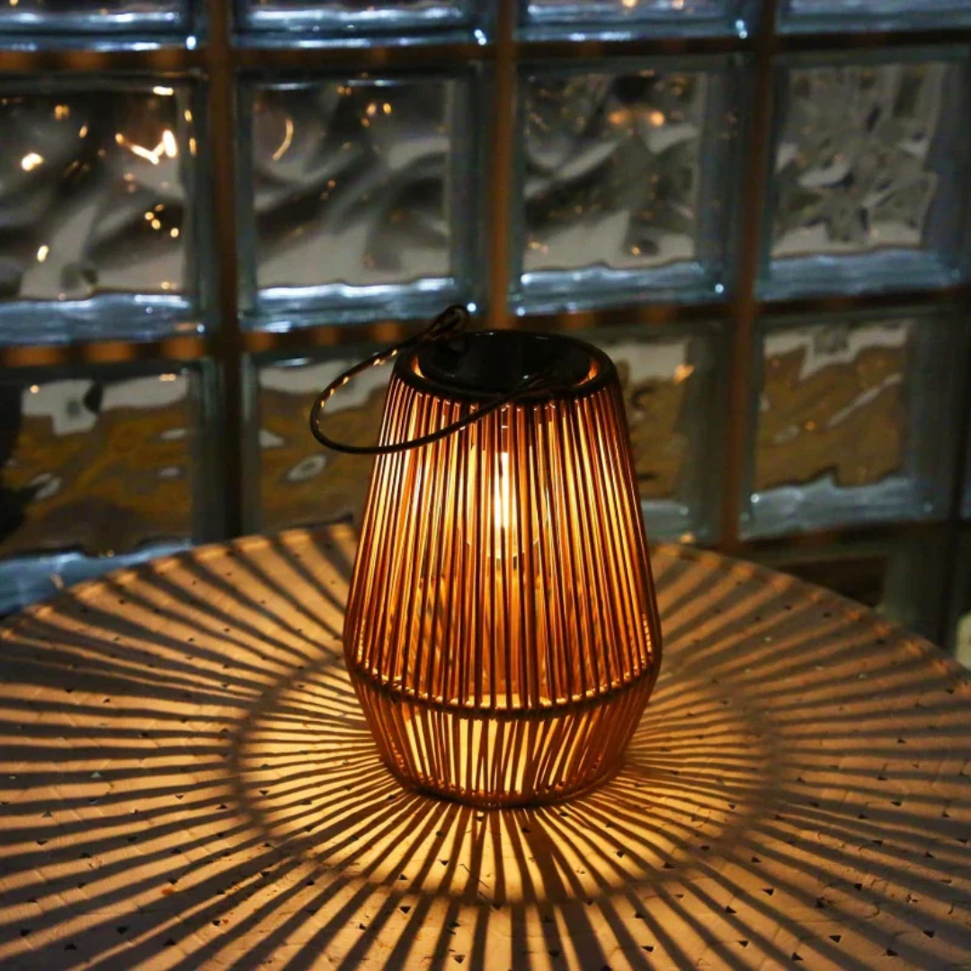 Mosrugs | Handwoven Waterproof Solar Garden Lantern – Outdoor LED Rattan Light for Patio, Pathways & Balcony