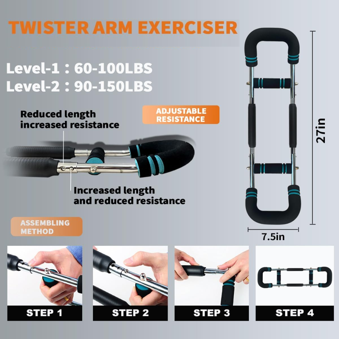 Mosrugs | Twister Arm Exerciser – Adjustable Spring Workout Bar for Upper Body Strength Training