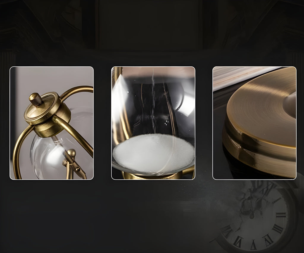 Mosrugs | GracefulTime Clock – Luxury Hourglass with Elegant Gold Frame & Timeless Design
