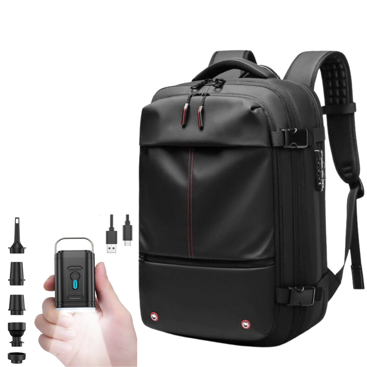 Mosrugs | VacuPro – Compression Travel Backpack with Built-In Vacuum System | Space-Saving Cabin Bag