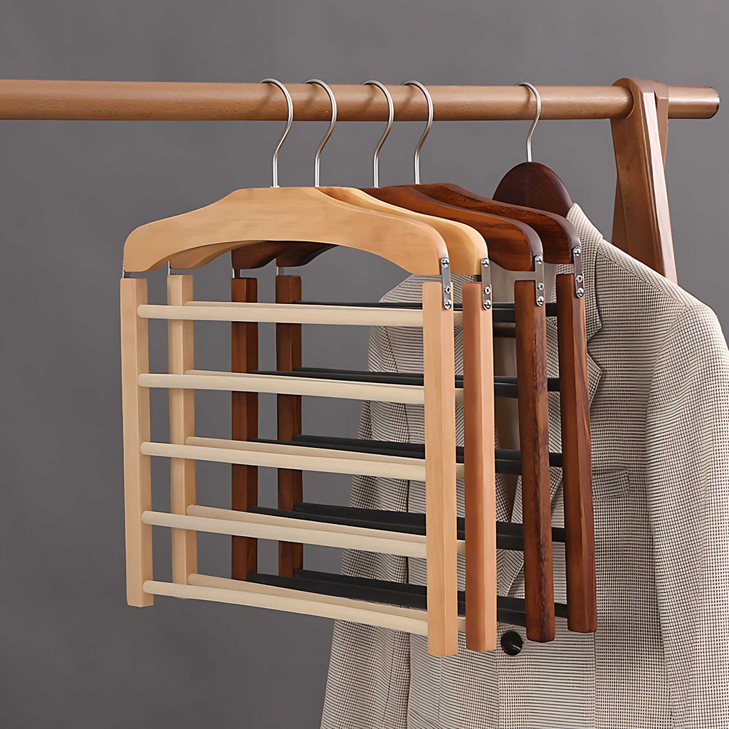 Mosrugs | Varden Multi-Tier Wardrobe Hanger – Space-Saving Wooden & Metal Clothes Organizer