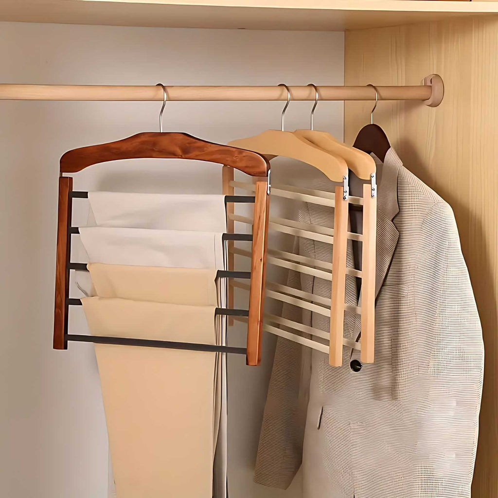 Mosrugs | Varden Multi-Tier Wardrobe Hanger – Space-Saving Wooden & Metal Clothes Organizer