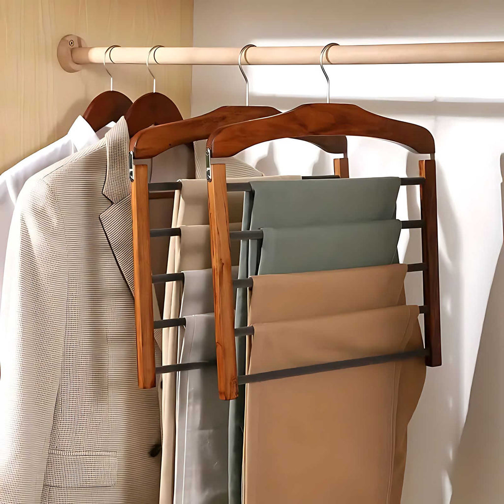 Mosrugs | Varden Multi-Tier Wardrobe Hanger – Space-Saving Wooden & Metal Clothes Organizer