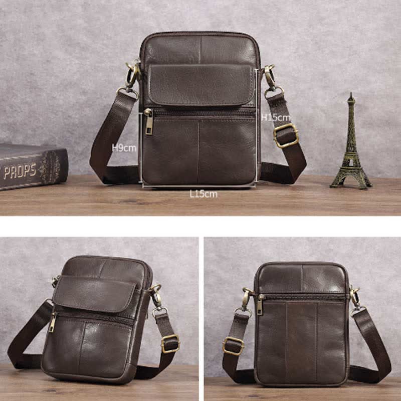 Mosrugs | Men’s Small Genuine Leather Shoulder Bag – Compact Crossbody with Adjustable Strap