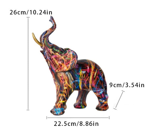 Mosrugs | Abstract Elephant Statue – Colourful African Design with Raised Trunk for Good Luck