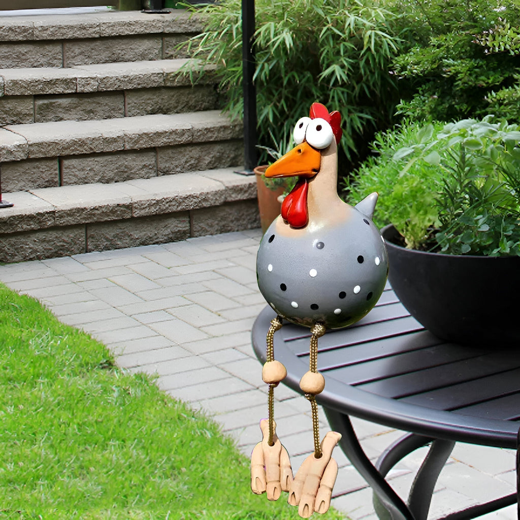 Mosrugs | Whimsy Big-Eyed Rooster Garden Statue – Weatherproof Resin Chicken Ornament