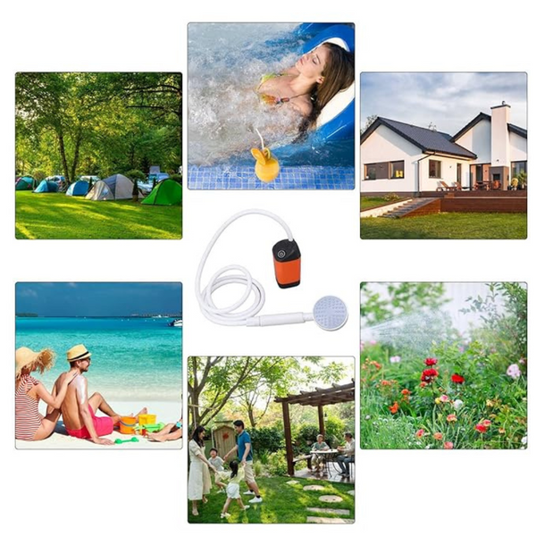Mosrugs | Portable Camping Shower with Pump – USB Rechargeable, 4400mAh Battery, Compact & Easy Setup