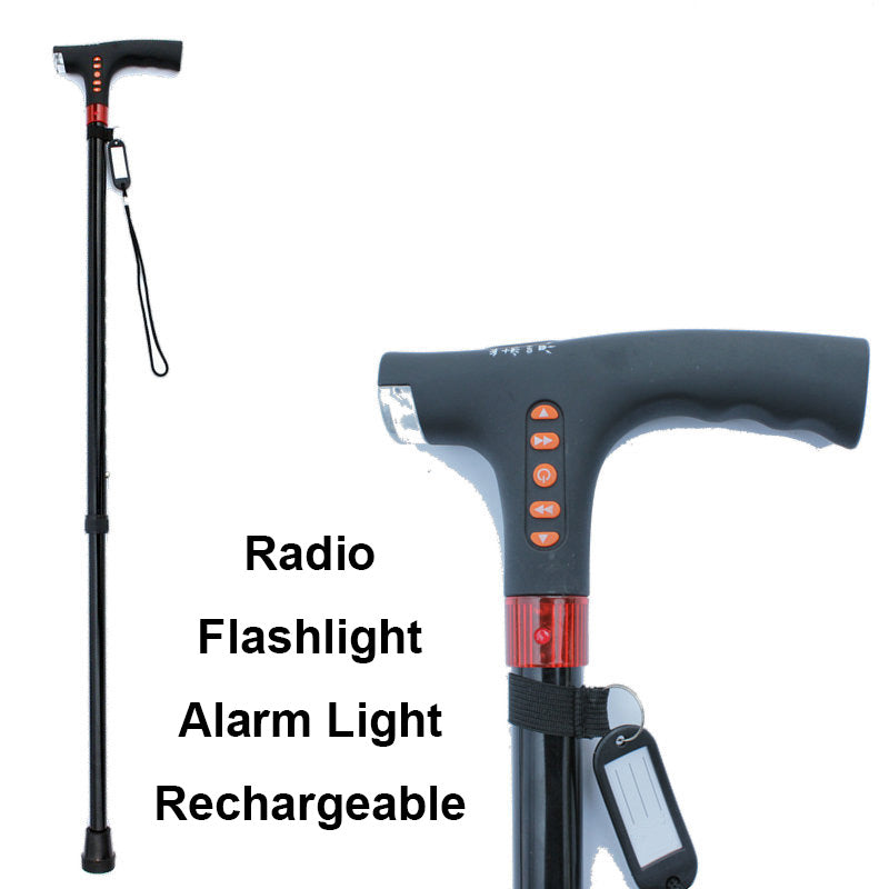 Mosrugs | Smart Walking Stick | LED Light Radio Emergency Alarm | Adjustable