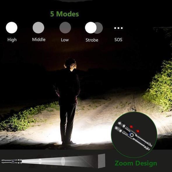Mosrugs | High-Power Waterproof LED Flashlight | 30,000–50,000 Lumens Rechargeable Torch