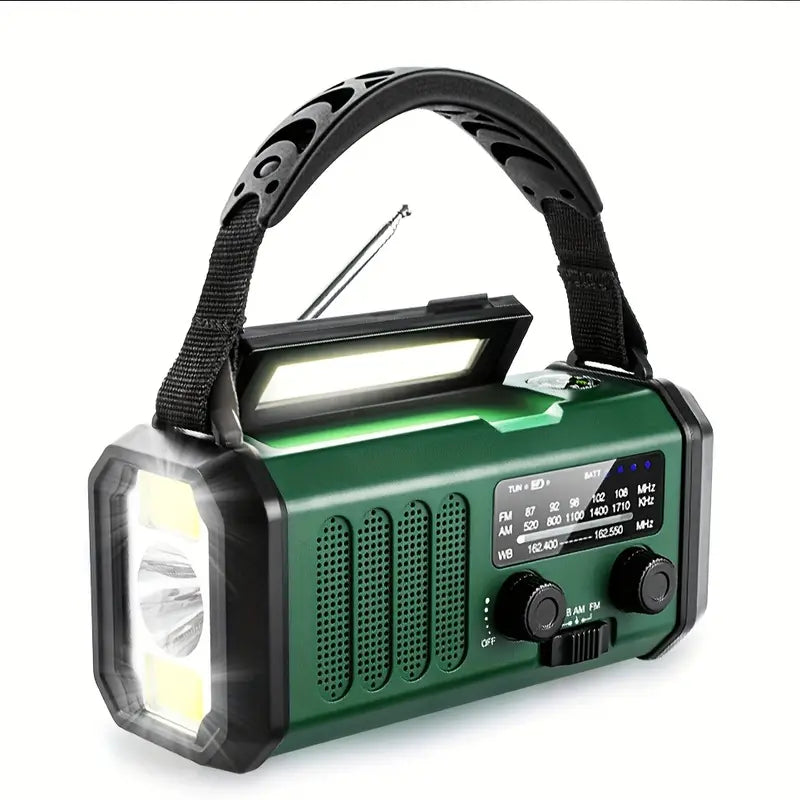 Mosrugs | Solar Emergency Radio with Power Bank – Hand Crank & LED Torch for Camping and Outdoor Use