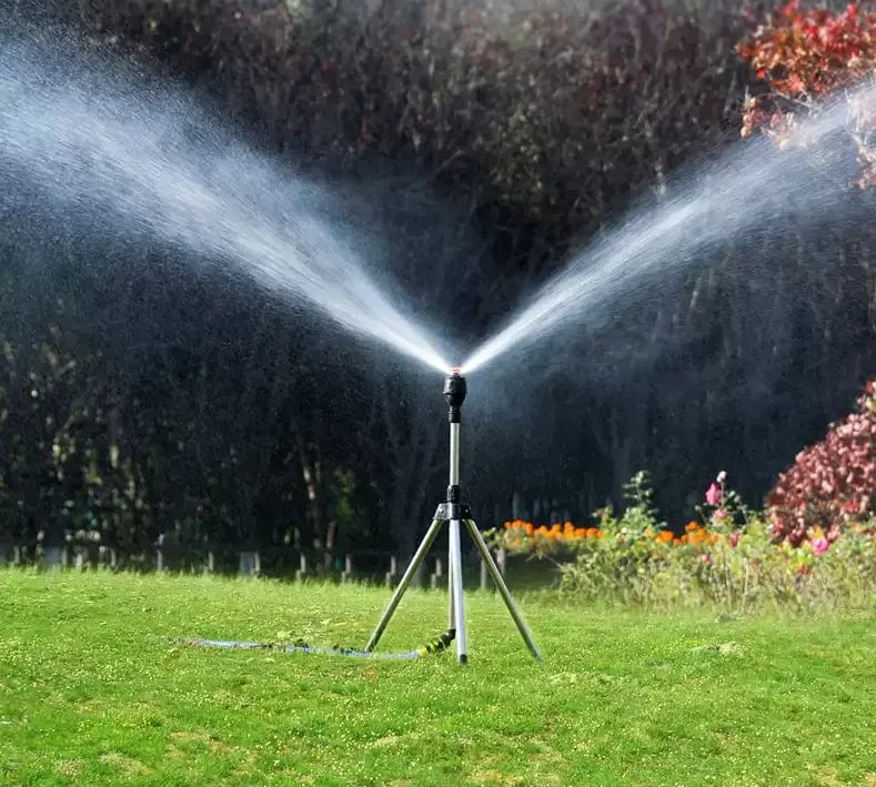 Mosrugs | TurboSpray Adjustable 360° Garden Sprinkler – Stainless Steel Rotating Lawn Watering System