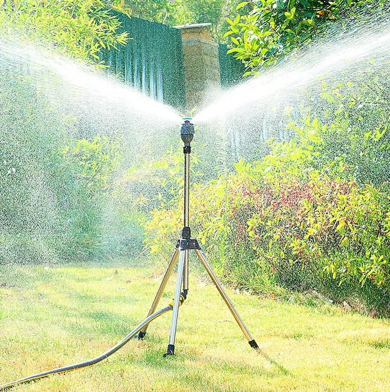 Mosrugs | TurboSpray Adjustable 360° Garden Sprinkler – Stainless Steel Rotating Lawn Watering System