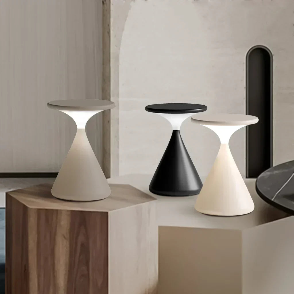 Mosrugs | Aeron Hourglass Cordless LED Table Lamp – Rechargeable, Dimmable, Modern Design