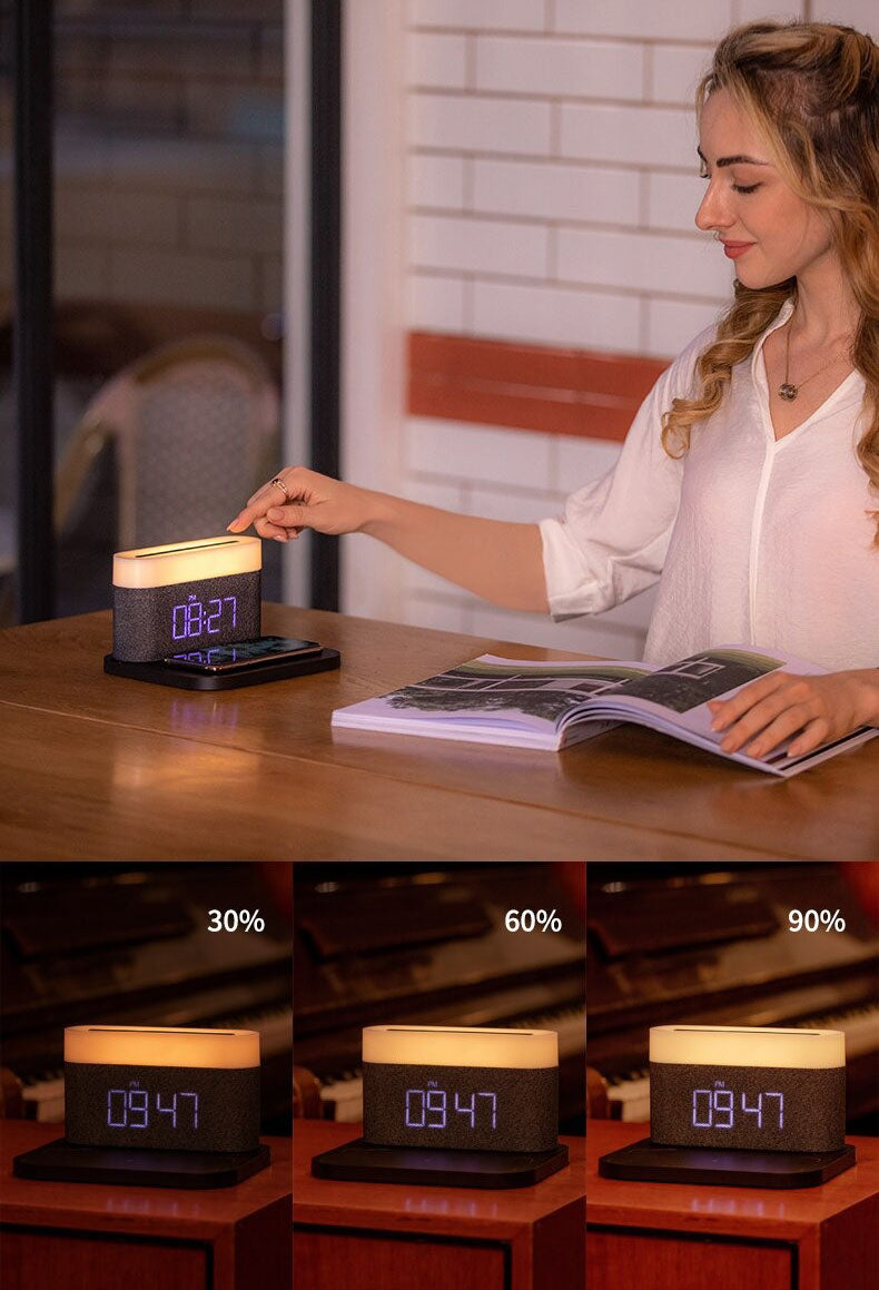 Mosrugs | 3-in-1 Wireless Charger, LED Lamp & Digital Alarm Clock | Fast Charging Dock