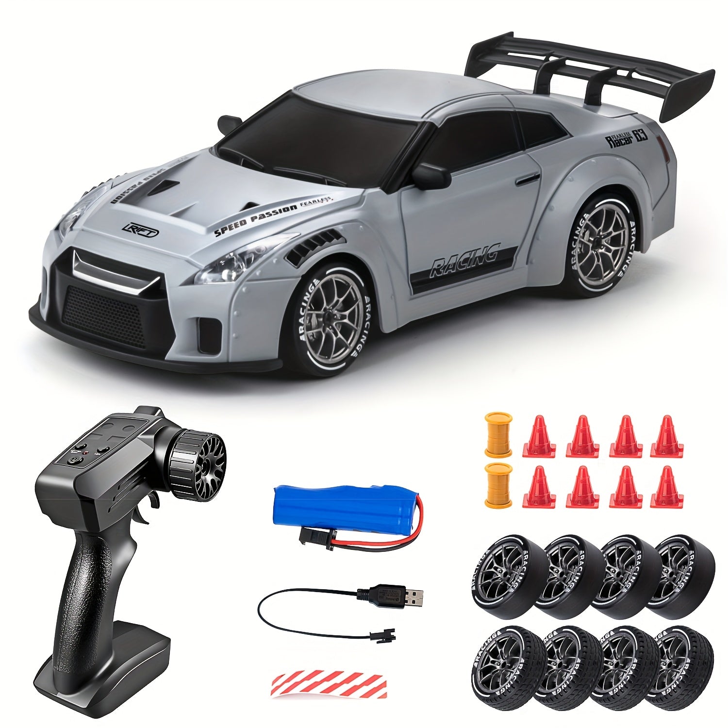 Mosrugs | 1:24 RC Drift Car | 4WD, LED Wheels & USB Rechargeable for Indoor and Outdoor Racing Fun
