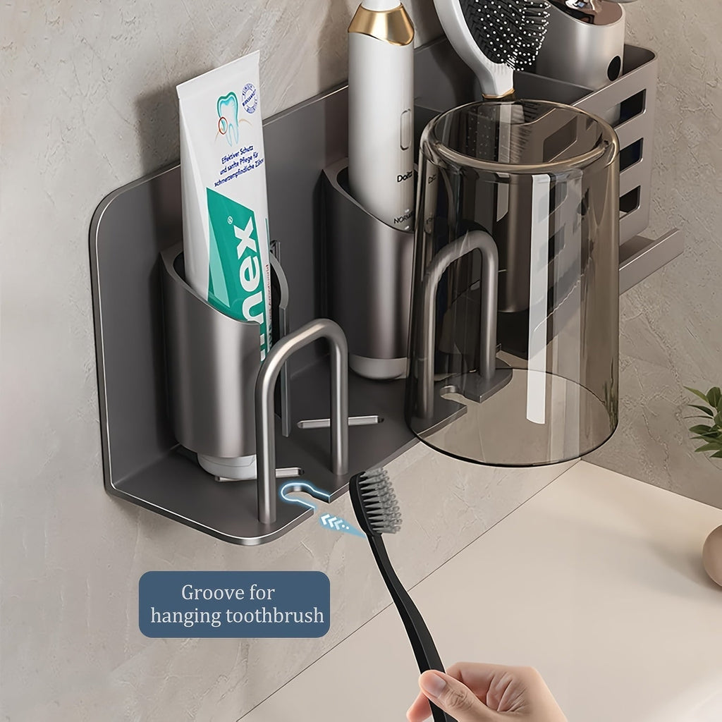 Mosrugs | BristleHub Wall-Mounted Electric Toothbrush Holder – Aluminium Bathroom Organiser with Drainage Holes