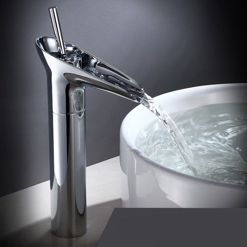 Mosrugs | Antique Brass Waterfall Basin Tap – Vintage Bathroom Mixer Faucet with Hot & Cold Control