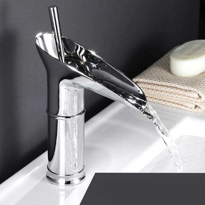 Mosrugs | Antique Brass Waterfall Basin Tap – Vintage Bathroom Mixer Faucet with Hot & Cold Control