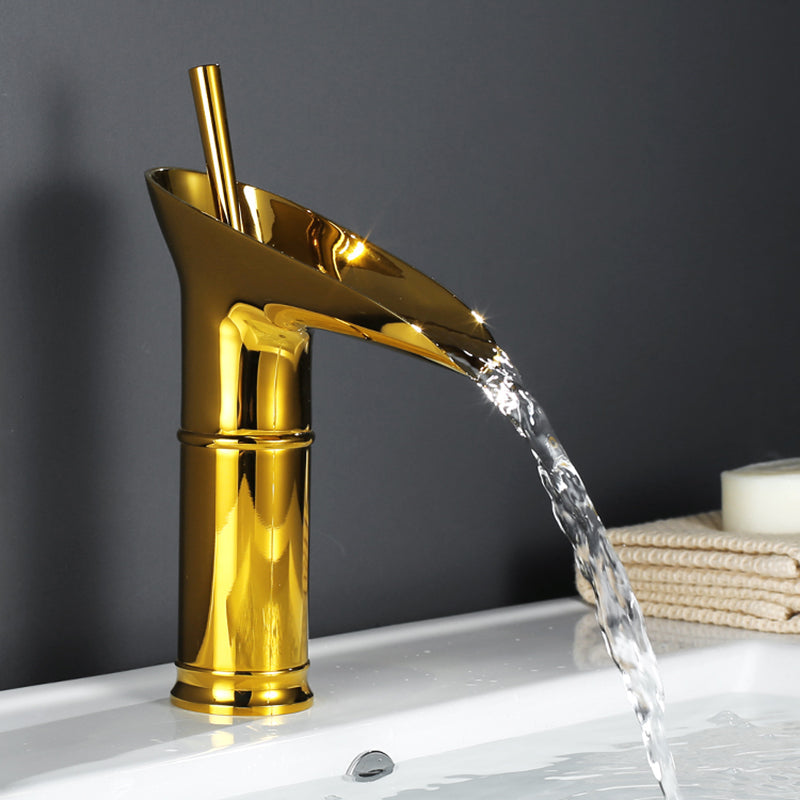 Mosrugs | Antique Brass Waterfall Basin Tap – Vintage Bathroom Mixer Faucet with Hot & Cold Control