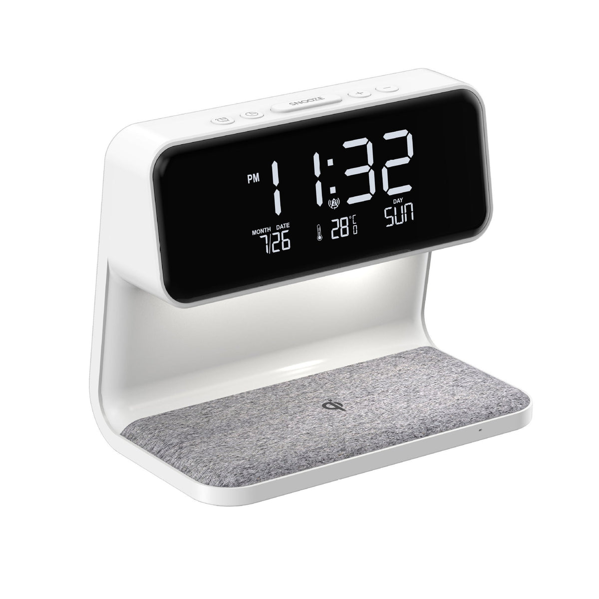 Mosrugs | 3-in-1 Bedside Lamp with Wireless Charger – LCD Alarm Clock & Touch Dimmable LED Table Lamp