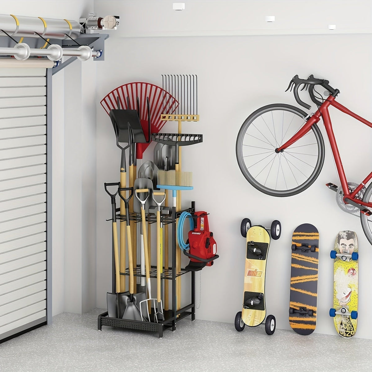 Mosrugs | Heavy-Duty Black Metal Garden Rack – Durable Outdoor Tool & Hose Storage Organiser