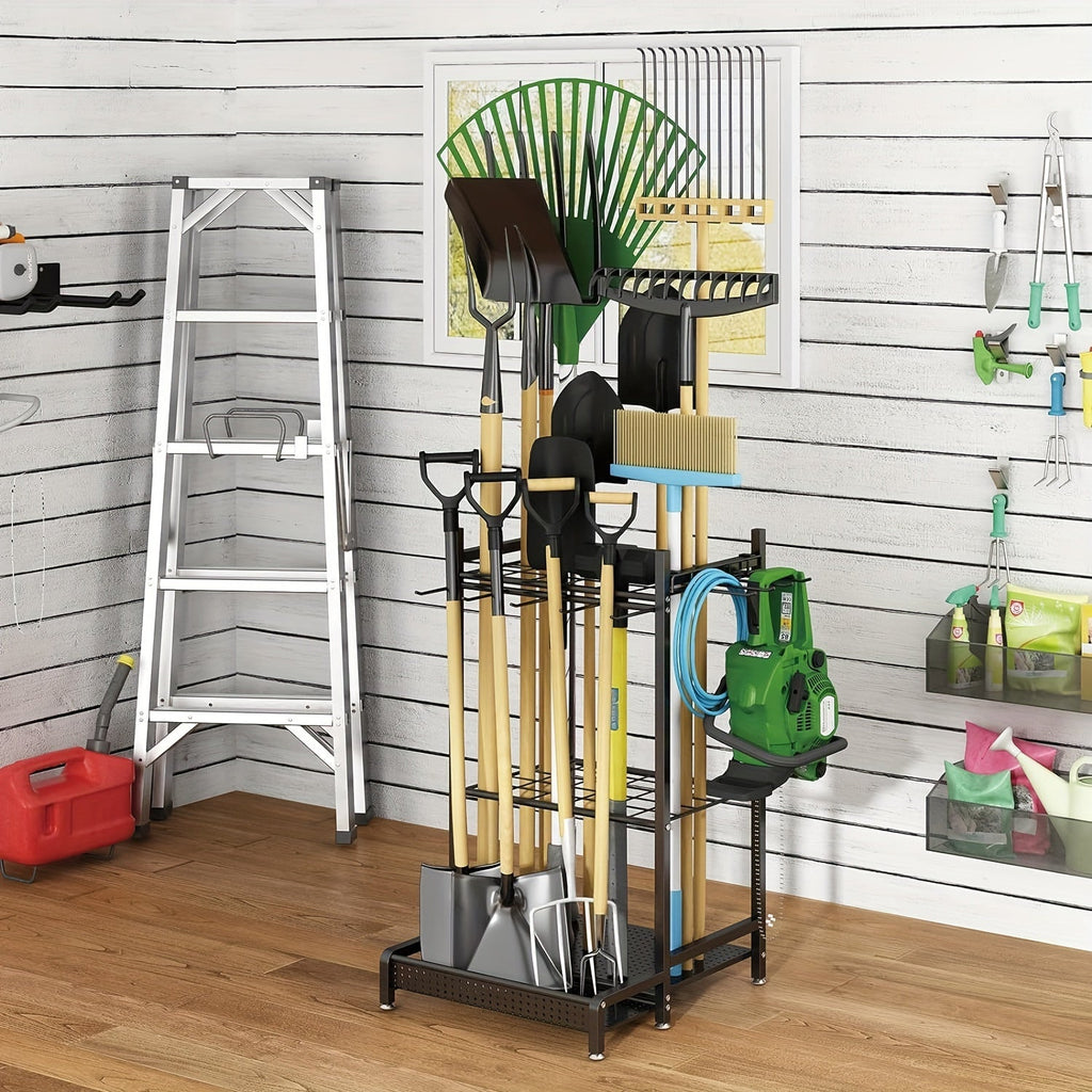 Mosrugs | Heavy-Duty Black Metal Garden Rack – Durable Outdoor Tool & Hose Storage Organiser