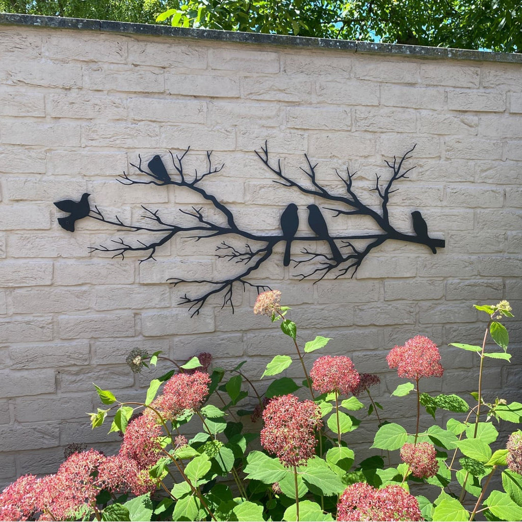 Mosrugs | Modern Metal Wall Art – NatureCraft Bird Design – Black Geometric Wall Decoration