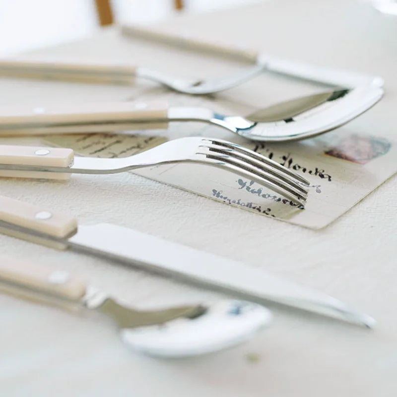 Mosrugs | 24-Piece Cutlery Set – Engraved Stainless Steel Flatware for 6 People