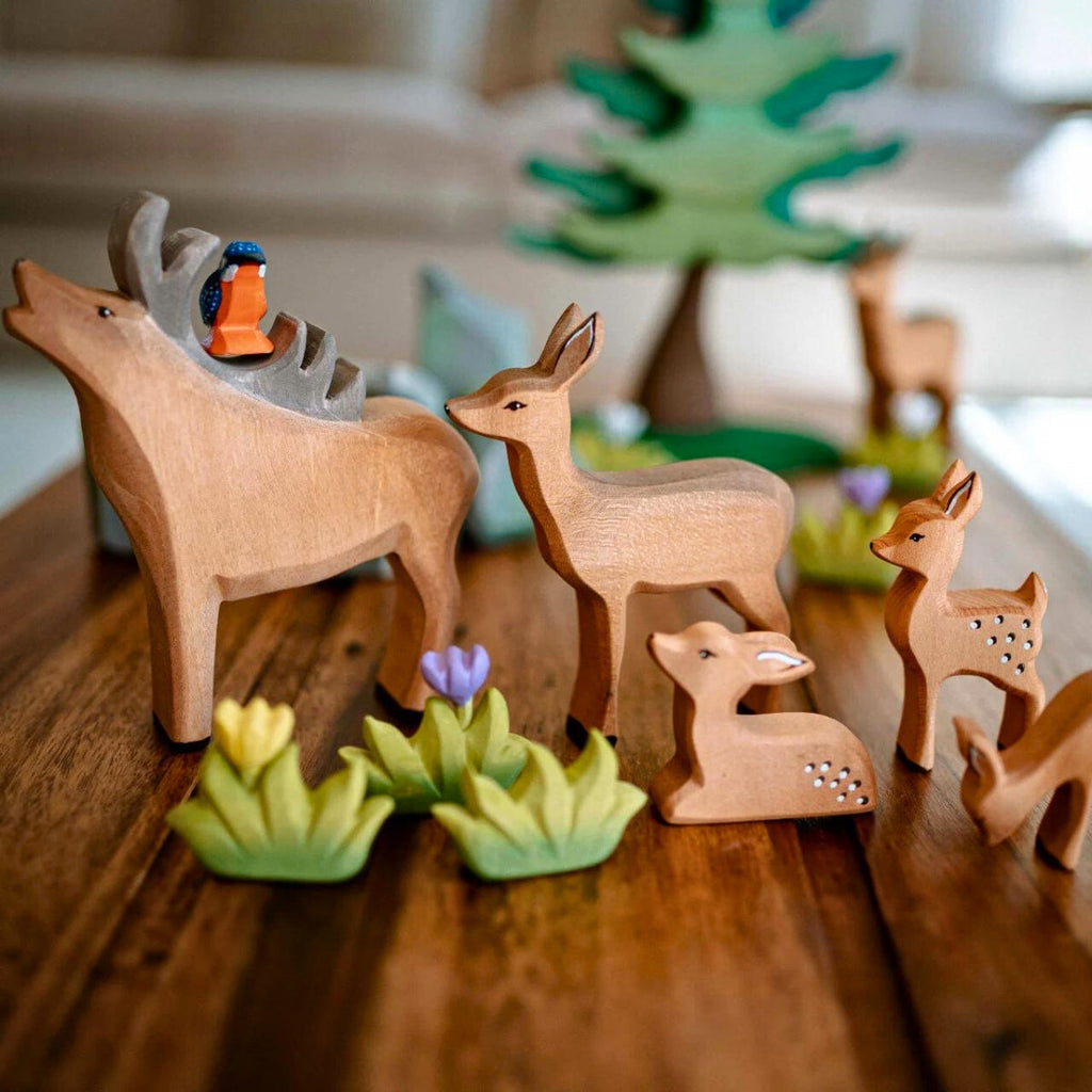 Wooden Animals - Deer Herd - Set of 5