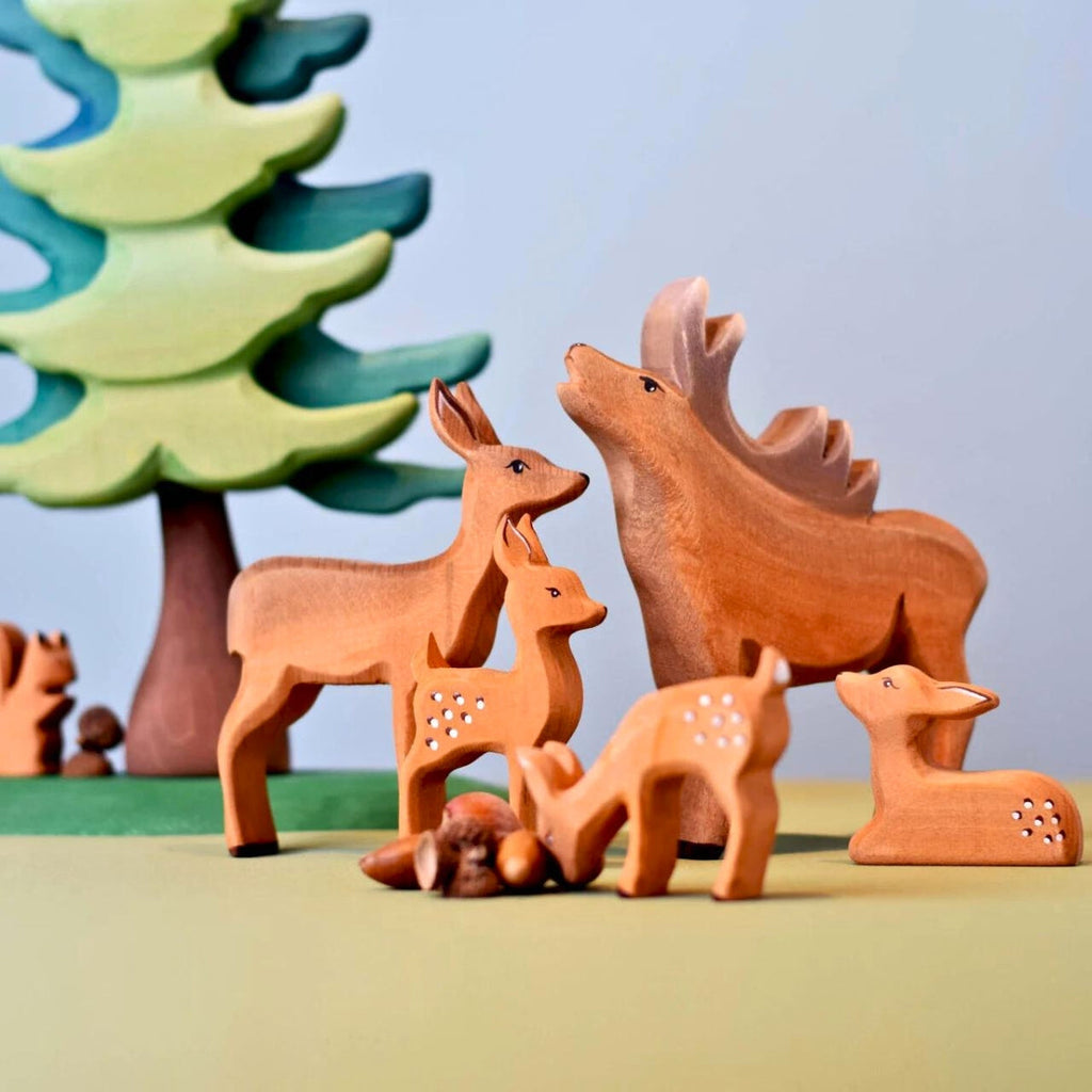Wooden Animals - Deer Herd - Set of 5