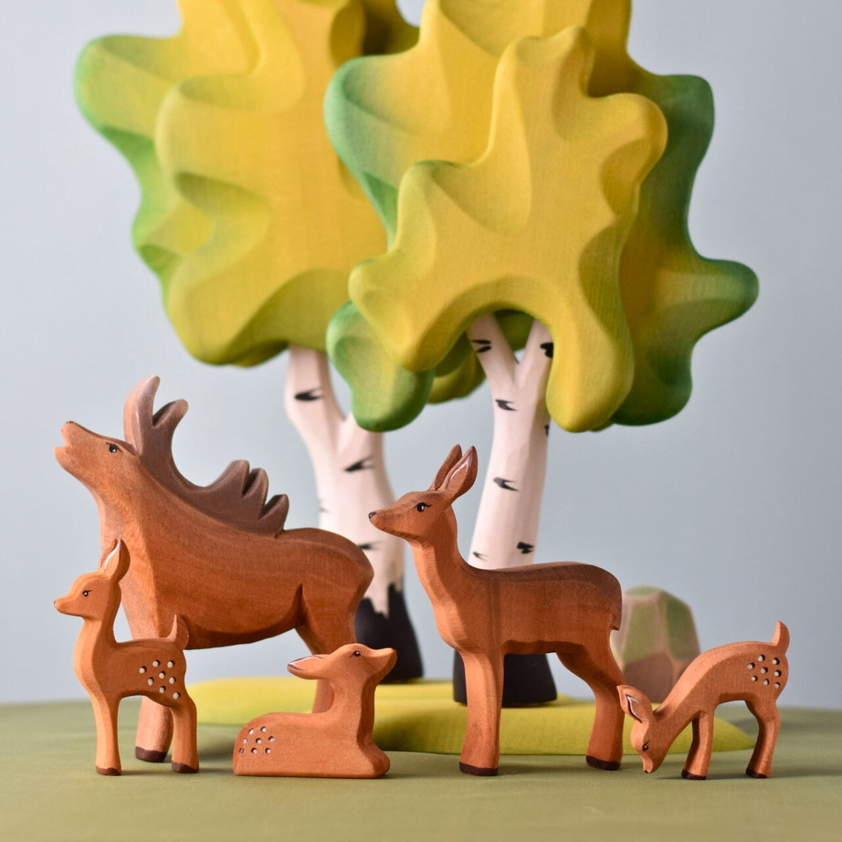 Wooden Animals - Deer Herd - Set of 5