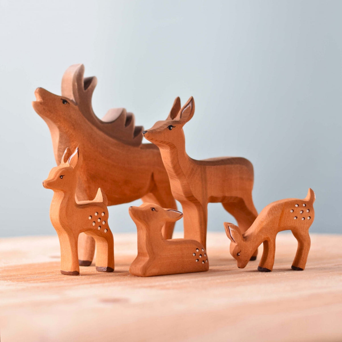 Wooden Animals - Deer Herd - Set of 5