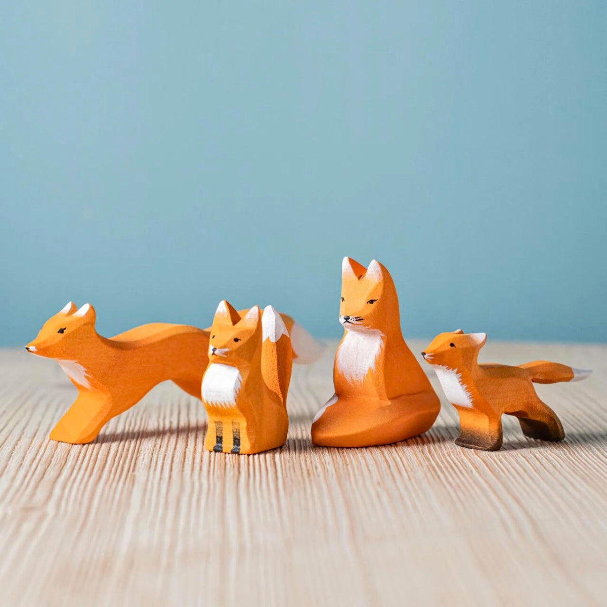 Wooden Animals - Fox Family - Set of 4