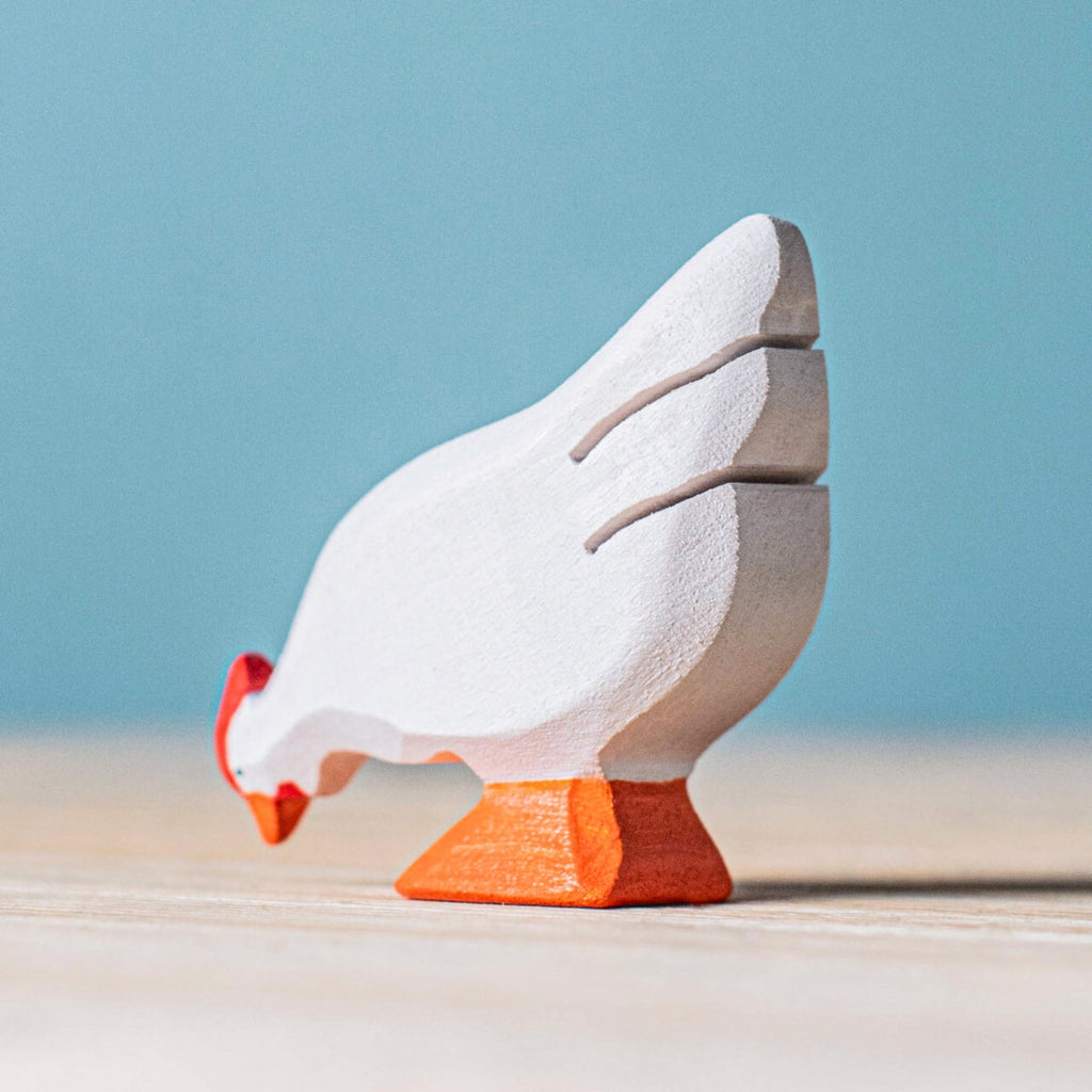 Wooden Bird - Chicken Hen - White
