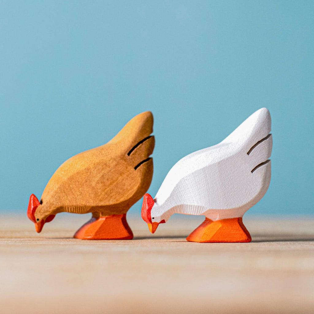 Wooden Bird - Chicken Hen - White
