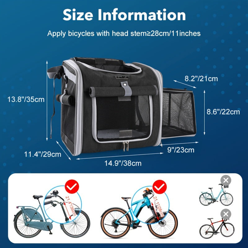 Mosrugs | Expandable Pet Bike Basket – Comfortable & Safe Bicycle Carrier for Small Dogs and Cats