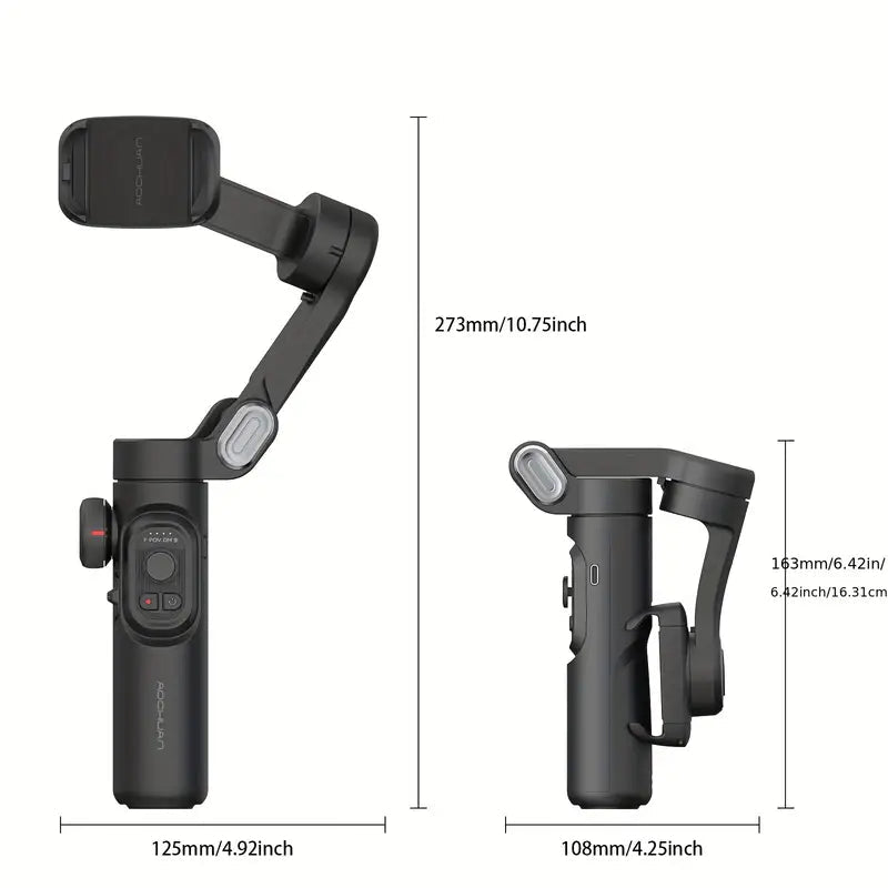 Mosrugs | SmartPro Smartphone Gimbal Stabiliser – Foldable 3-Axis Handheld Stabiliser for iPhone & Android
