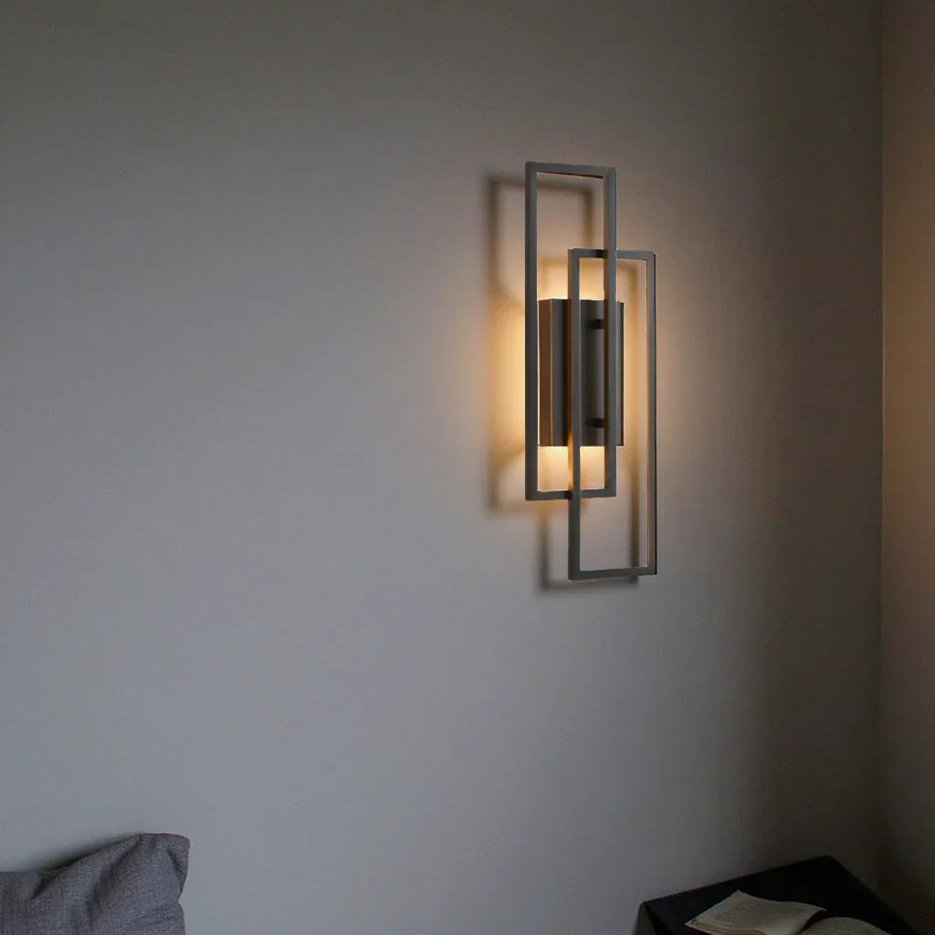 Mosrugs | Modern Geometric LED Wall Light – Rectangle Design with Remote Dimming (Black or Copper Finish)