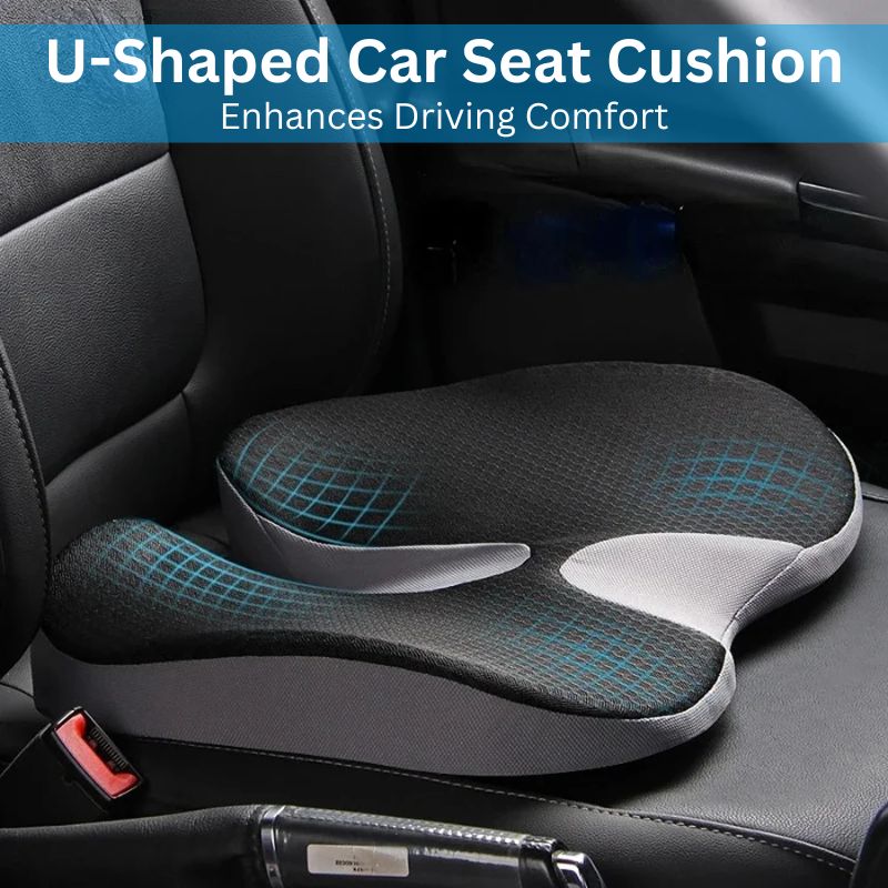 Mosrugs | Ergonomic Memory Foam Car Seat Cushion – Tailbone & Sciatica Support Pillow