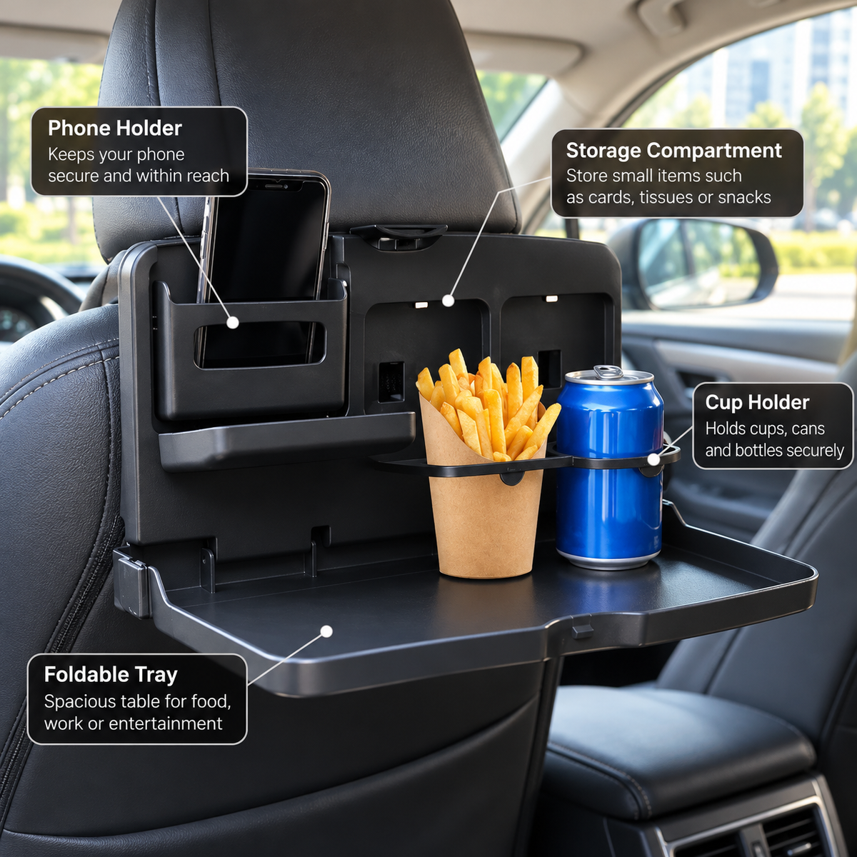Foldable Car Back Seat Food Table